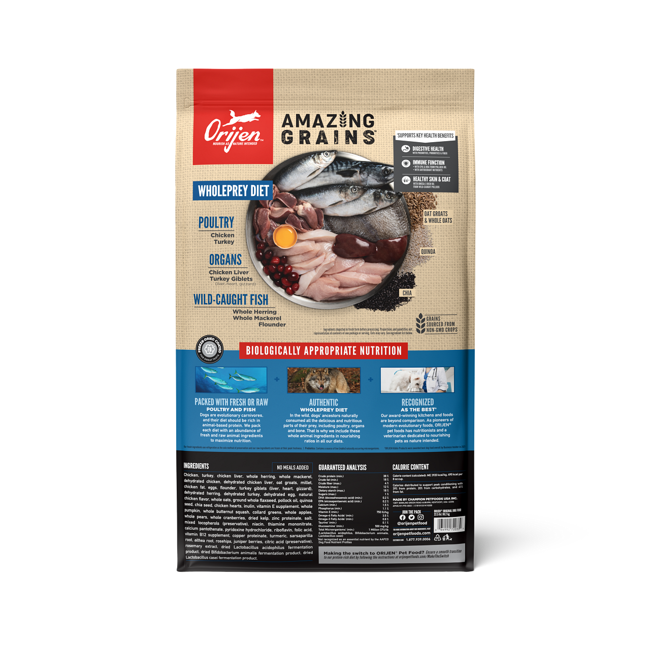 Orijen® Amazing Grains Original Recipe Dry Dog Food - back of bag