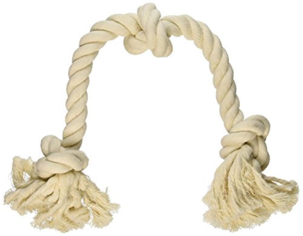Mammoth Flossy Chews 100% Cotton White 3 Knot Tug Rope Dog Toy Large 25
