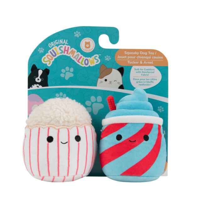 3.5 in. Squishmallows Snacks Squeaky Plush Dog Toy, Multi Color – Pack of 2