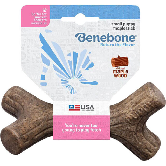 Benebone Puppy Maplestick Dog Chew Toy Softer for Modest Chewers Small