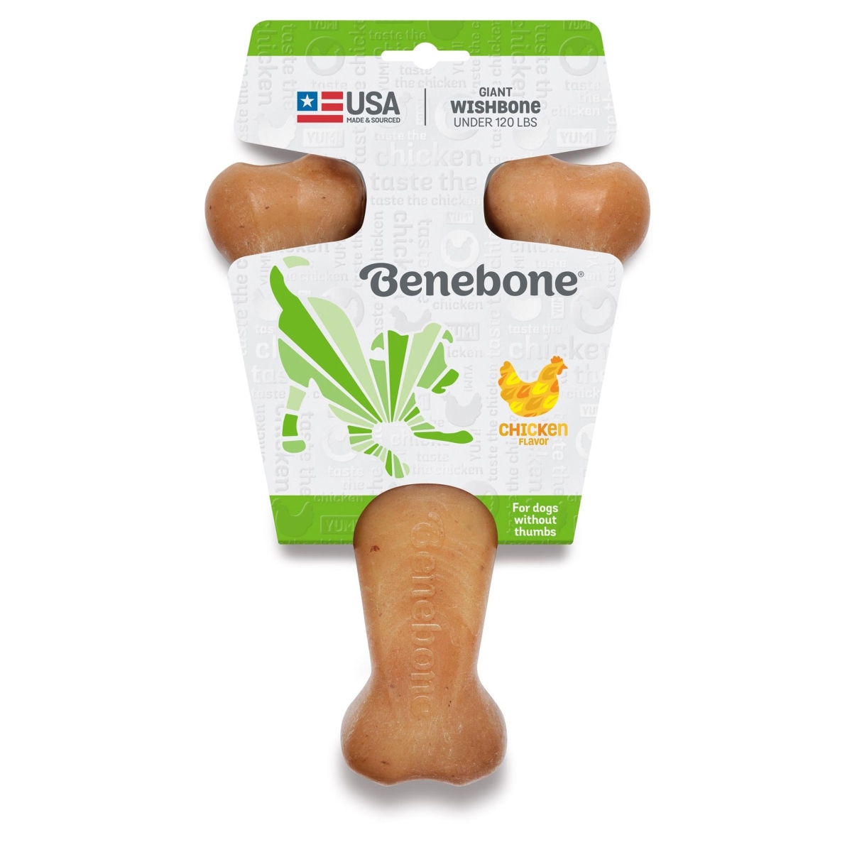 Benebone Wishbone Durable Dog Chew Toy for Aggressive Chewers Real Chicken Made in USA Giant