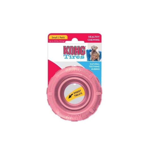 KONG Puppy Rubber Tire Dog Toy Pink/Blue Small