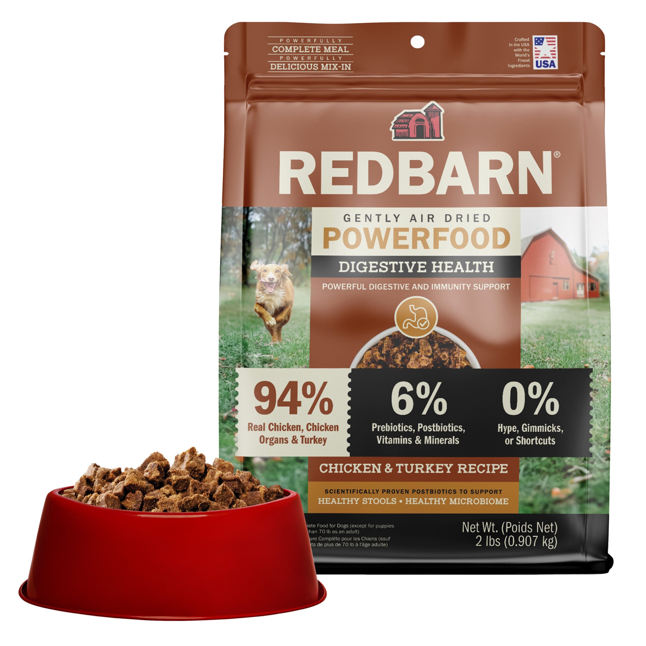 Redbarn Air Dried Powerfood Gut Health & Digestion Chicken & Turkey Recipe Dog Food