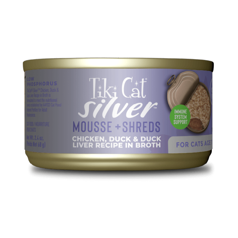 Silver Chicken, Duck & Duck Liver Mousse & Shreds Senior Wet Cat Food