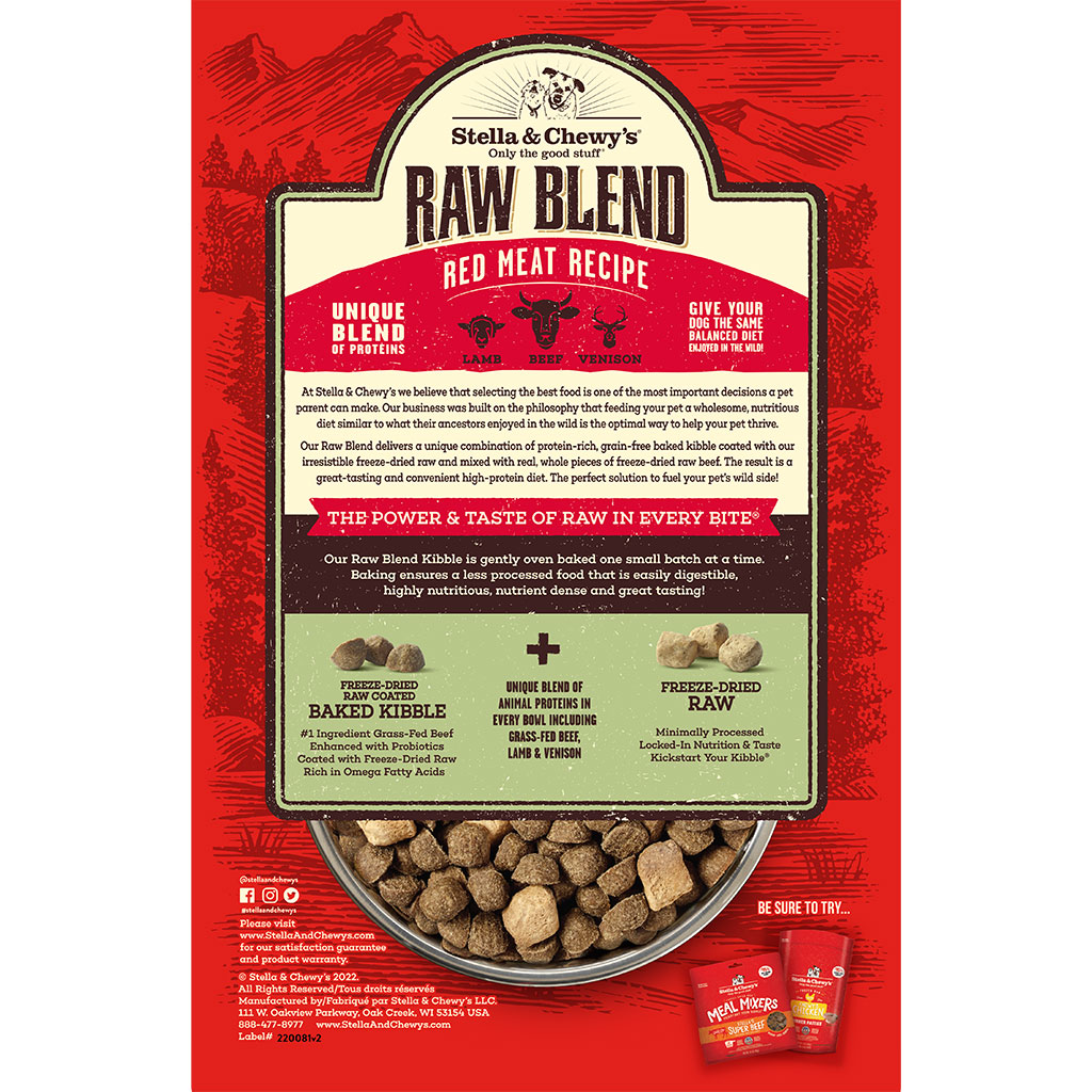 Stella & Chewy’s Raw Blend Kibble Grain-Free Red Meat Recipe Dog Food