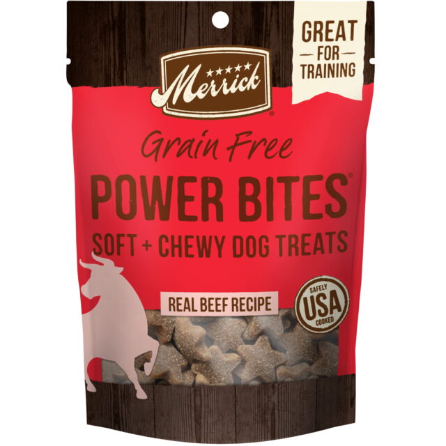 Merrick Power Bites Soft Dog Training Treats with Grain-Free Real Beef Flavor Bites 6 oz Pouch