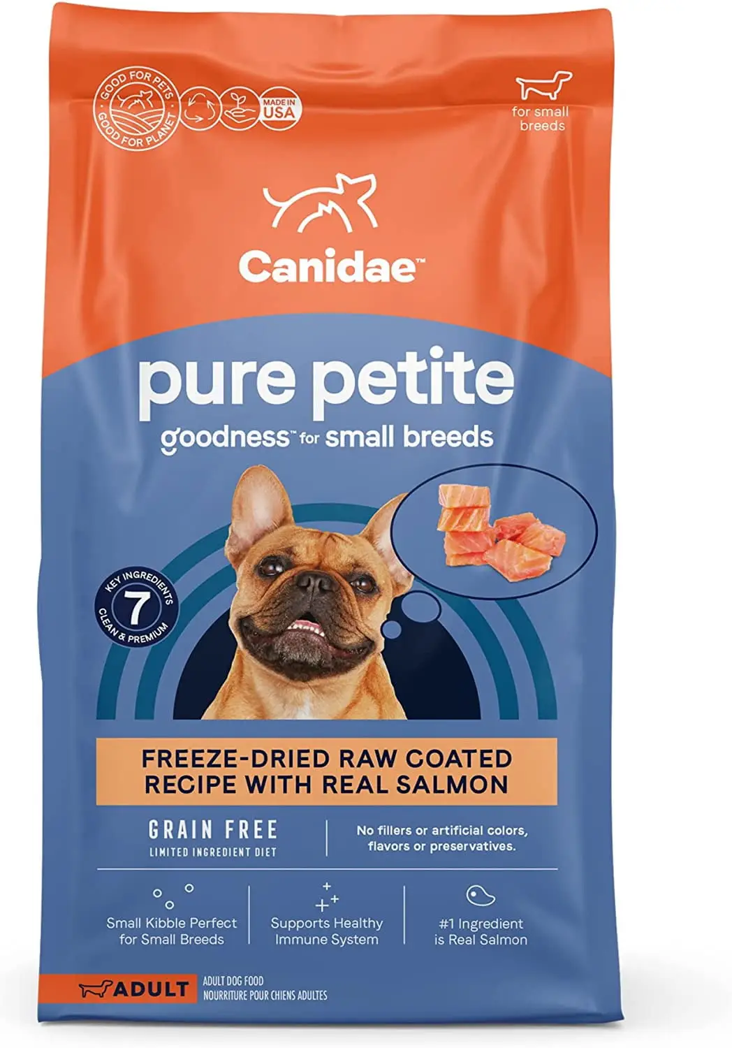 CANIDAE Grain Free Pure Petite Small Breed Raw Coated Dry Dog Food Salmon