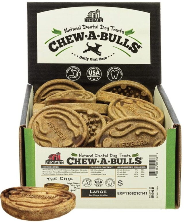 Redbarn Pet Products Chew-A-Bulls Chip Dental Dog Treats Large – 25 count