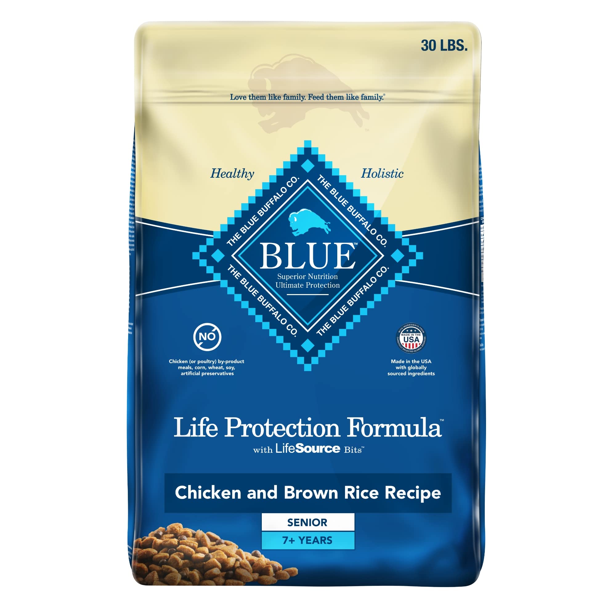 Blue Buffalo Life Protection Formula Natural Senior Dry Dog Food with Chicken and Brown Rice