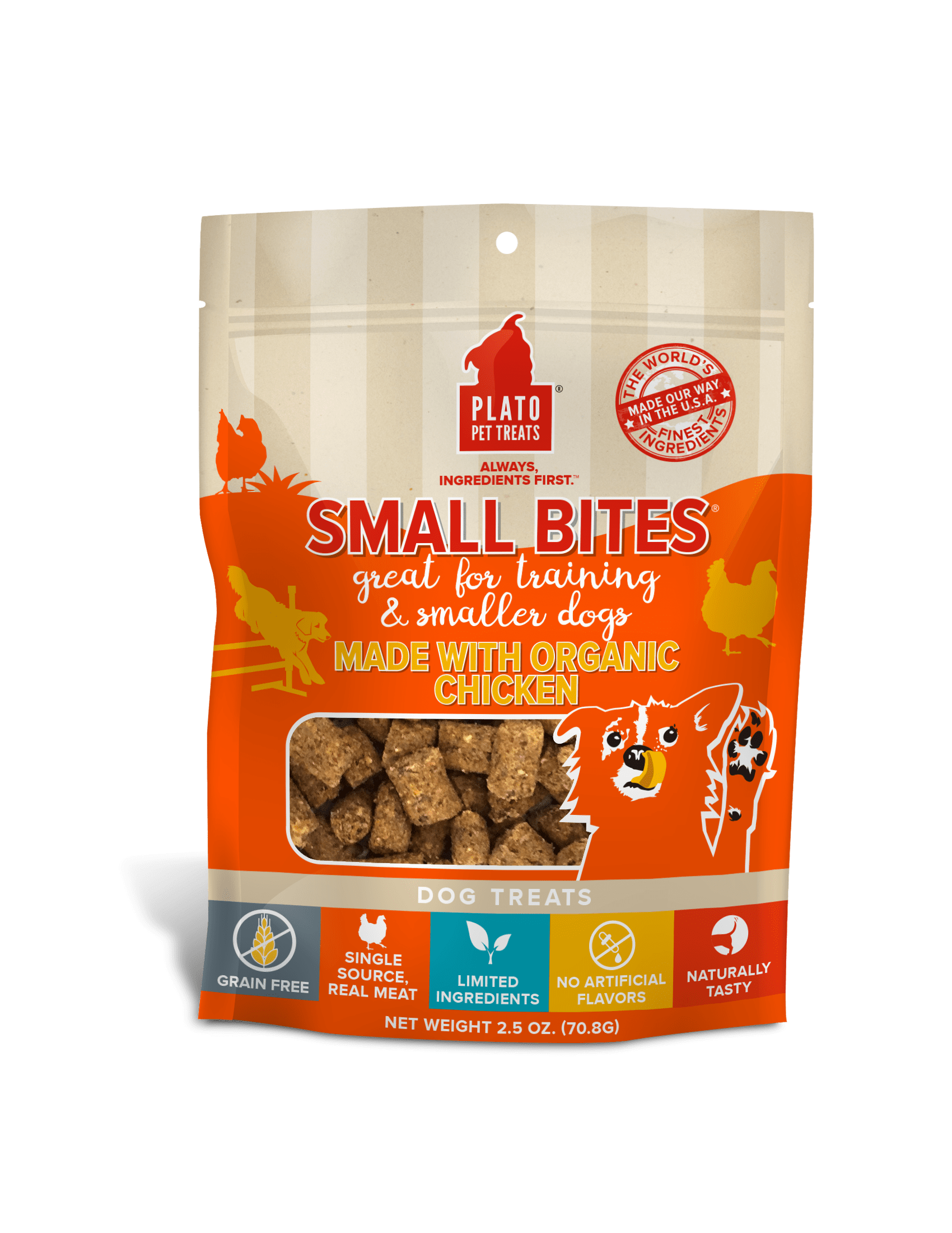 Plato Small Bites Organic Chicken Dog Treats