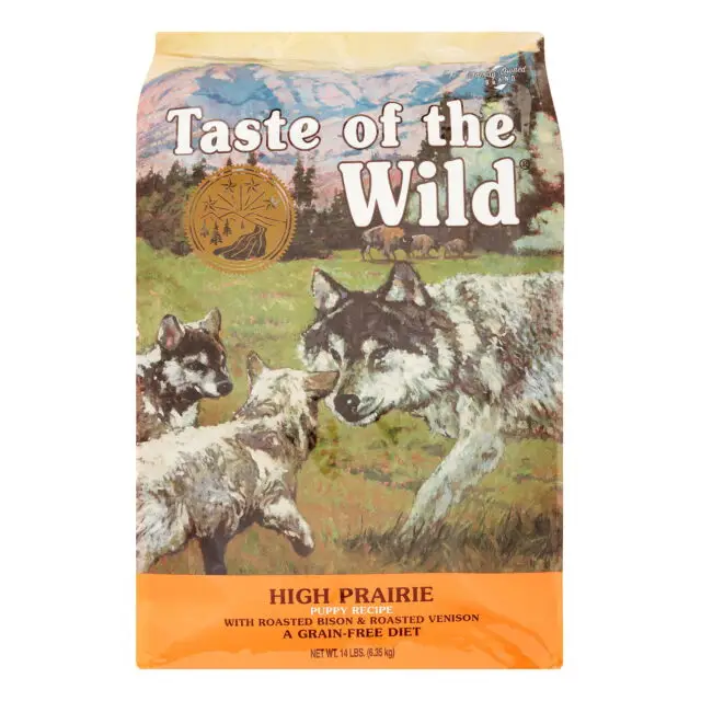 Taste of the Wild High Prairie Canine Grain-Free Recipe with Roasted Bison and Venison Dry Dog Food for Puppies, Made with High Protein from Real Meat and Guaranteed Nutrients and Probiotics