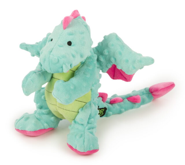 goDog® Dragons™ with Chew Guard Technology™ Durable Plush Squeaker Dog Toy Large Seafoam
