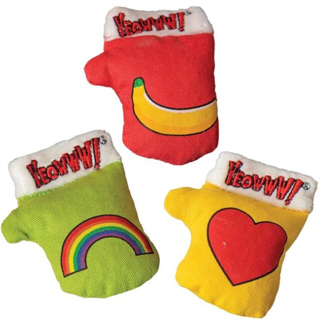 Yeowww Catnip 812402004377 Yeowww Holiday Catnip Kitten Mittens Cat Toy Pack of 3