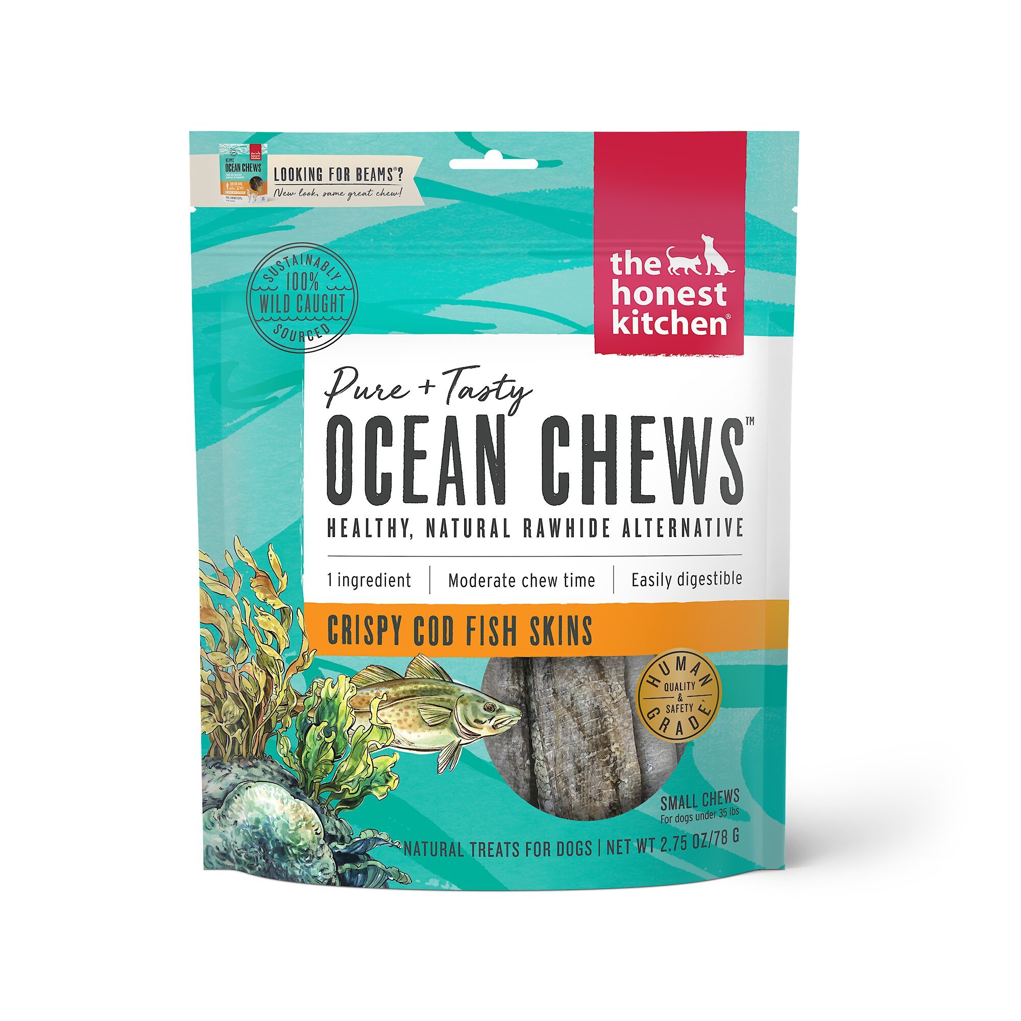 Beams Ocean Chews Cod Fish Skins Dehydrated Dog Treats