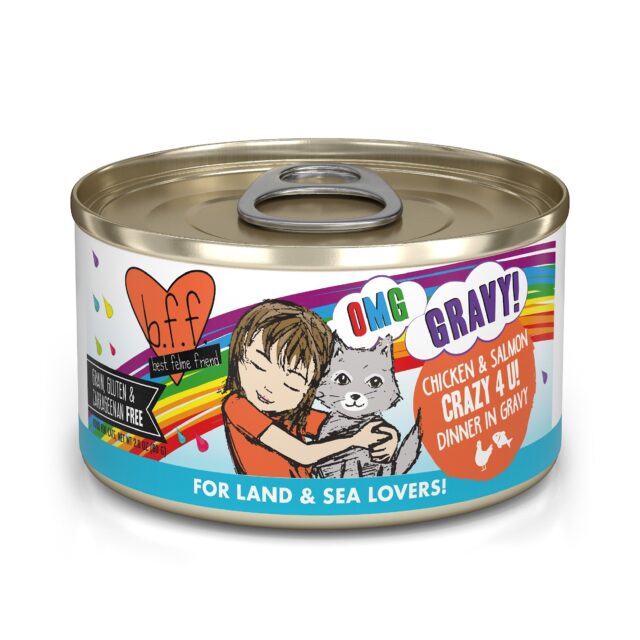 BFF OMG Crazy 4 U! Chicken & Salmon Dinner in Gravy Canned Cat Food