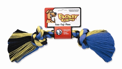 Mammoth® Flossy Chews® 2 knot Bones Color Rope Dog Toy Assorted