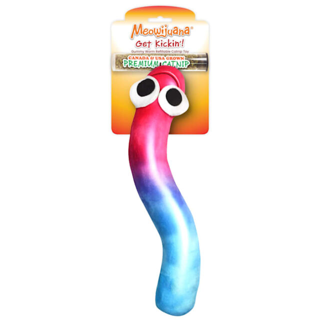 Meowijuana Get Kickin’ Refillable Gummy Worm Cat Toy, Small