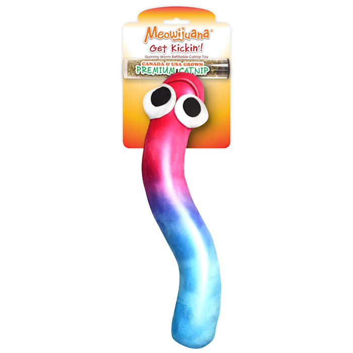 Meowijuana Get Kickin’ Refillable Gummy Worm Cat Toy, Small