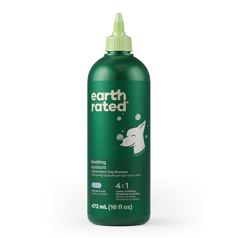 Earth Rated 4-in-1 Soothing Hypoallergenic Dog Shampoo and Conditioner – White Tea & Basil Scent – 16 fl oz
