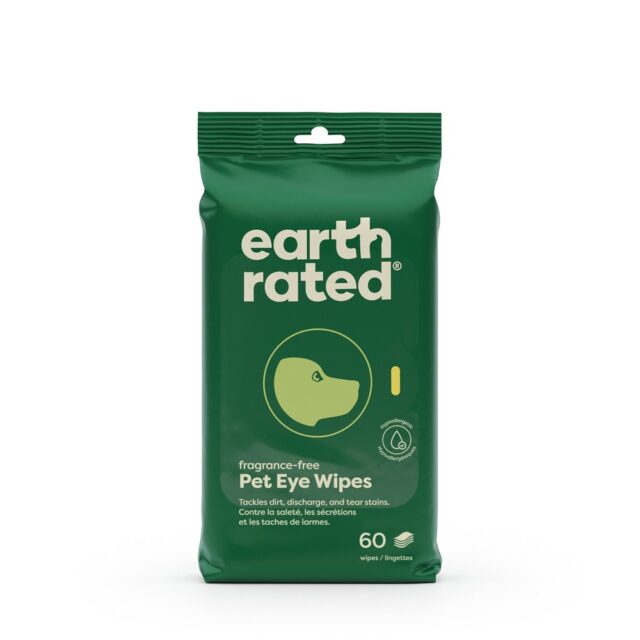 Earth Rated 60ct Unscented Eye Dog and Cat Wipes: Ammonia-Free, Hypoallergenic, Tear-Free, Alcohol-Free