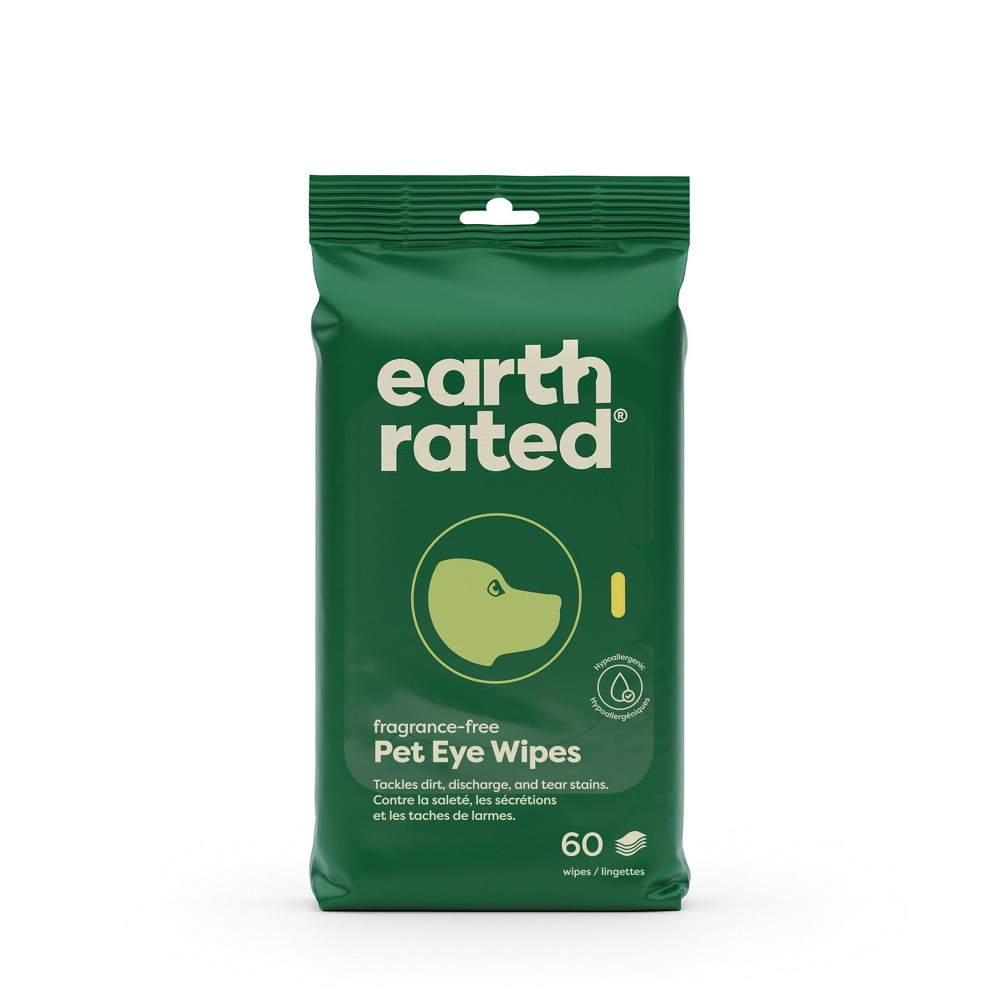 Earth Rated 60ct Unscented Eye Dog and Cat Wipes: Ammonia-Free, Hypoallergenic, Tear-Free, Alcohol-Free
