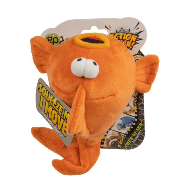 goDog Gold Fish Animated Squeaker Dog Toy, Medium