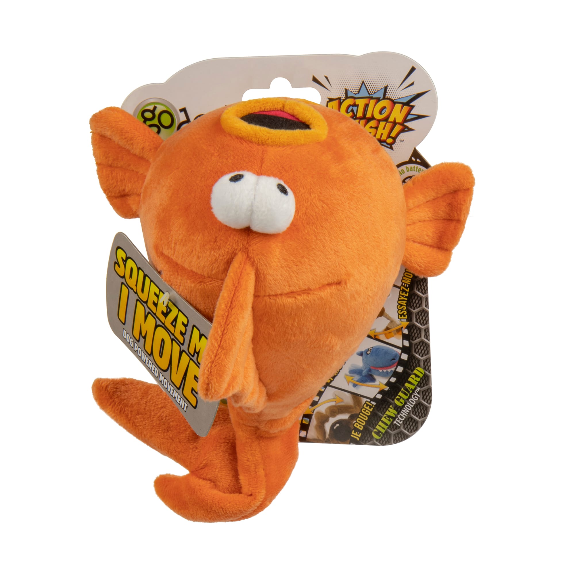 goDog Gold Fish Animated Squeaker Dog Toy, Medium