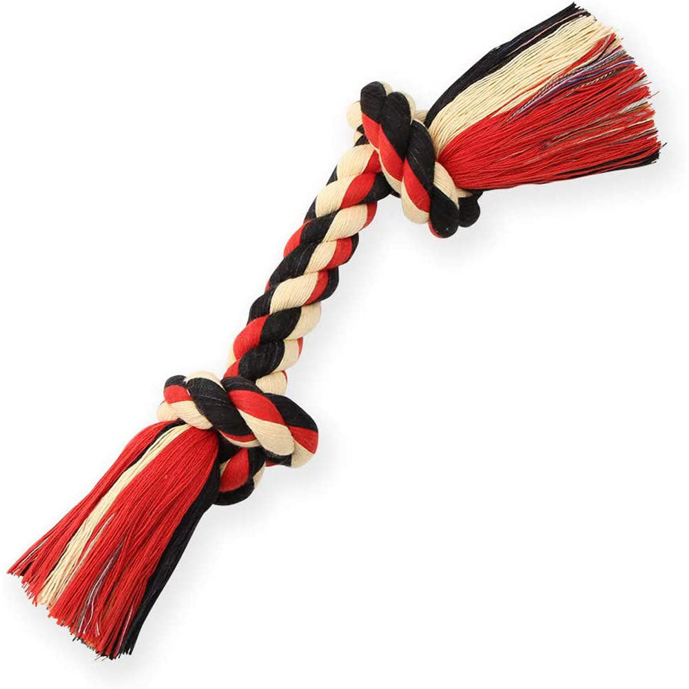 Mammoth Cloth Rope Bone Dog Toy Medium 12″ – Dental Floss Chew & Play Toy for All Dogs Assorted Colors