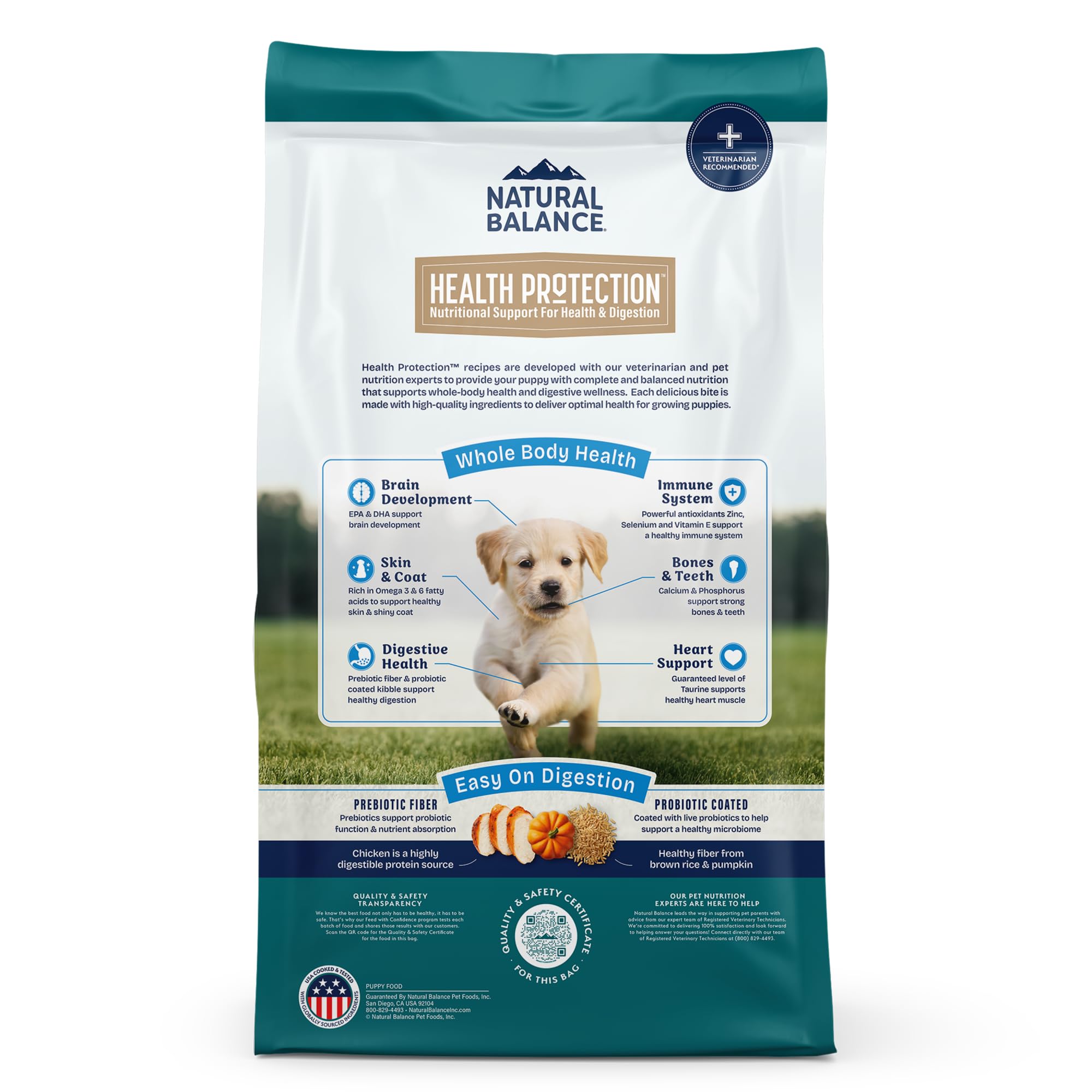 Natural Balance Health Protection Whole Body Health Easy on Digestion Chicken, Brown Rice & Pumpkin Puppy Dry Dog Food