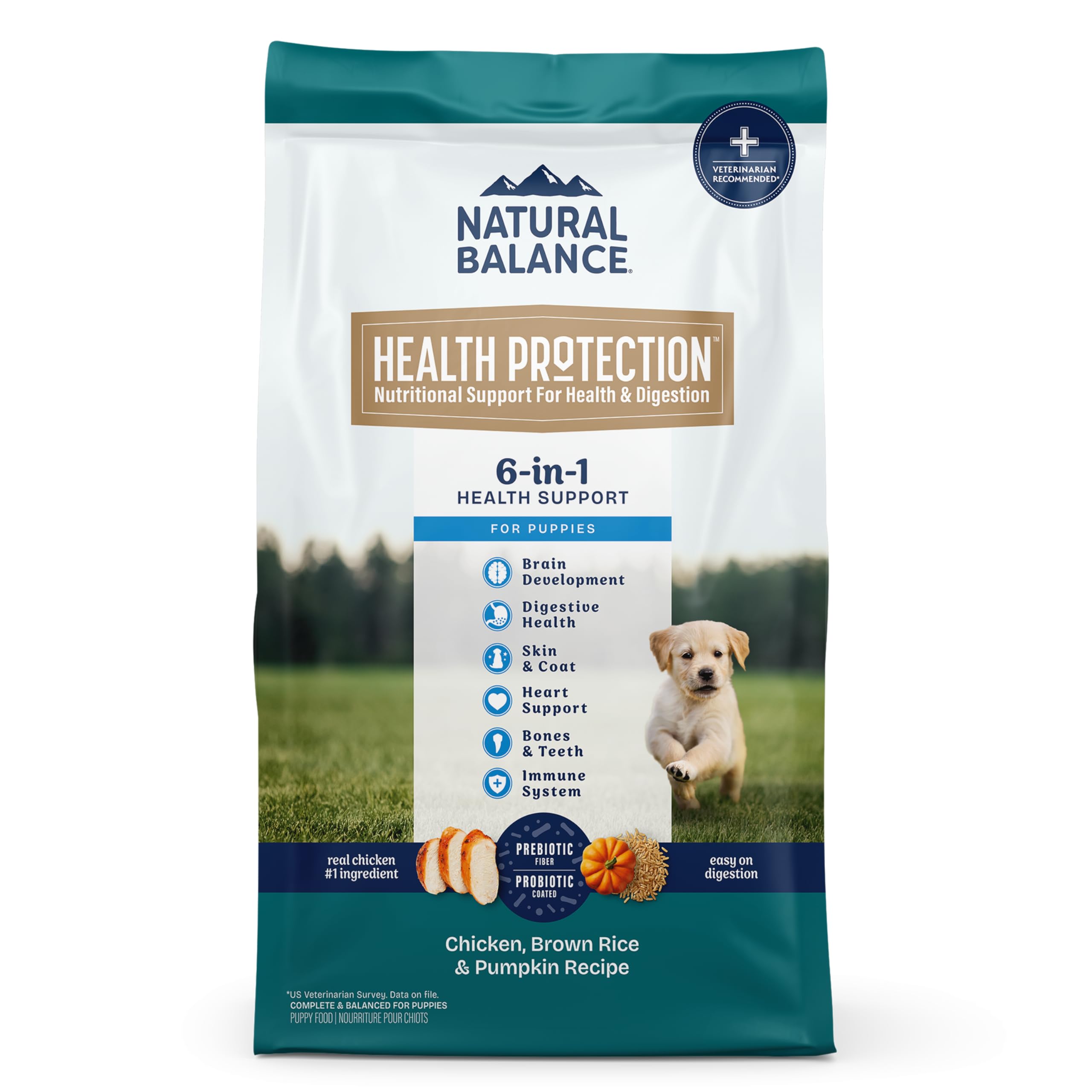 Natural Balance Health Protection Whole Body Health Easy on Digestion Chicken, Brown Rice & Pumpkin Puppy Dry Dog Food