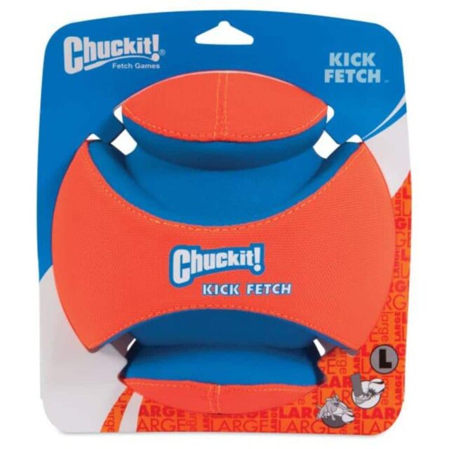 Chuckit! Kick Fetch Rubber Ball Interactive Fetch Dog Toy Large 8 for Large Dogs 60-100 lb Orange Pack of 1
