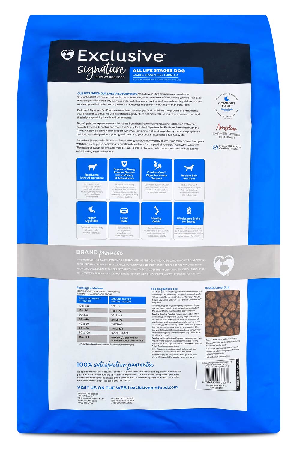 Exclusive Signature All Life Stages Lamb & Brown Rice - back of bag