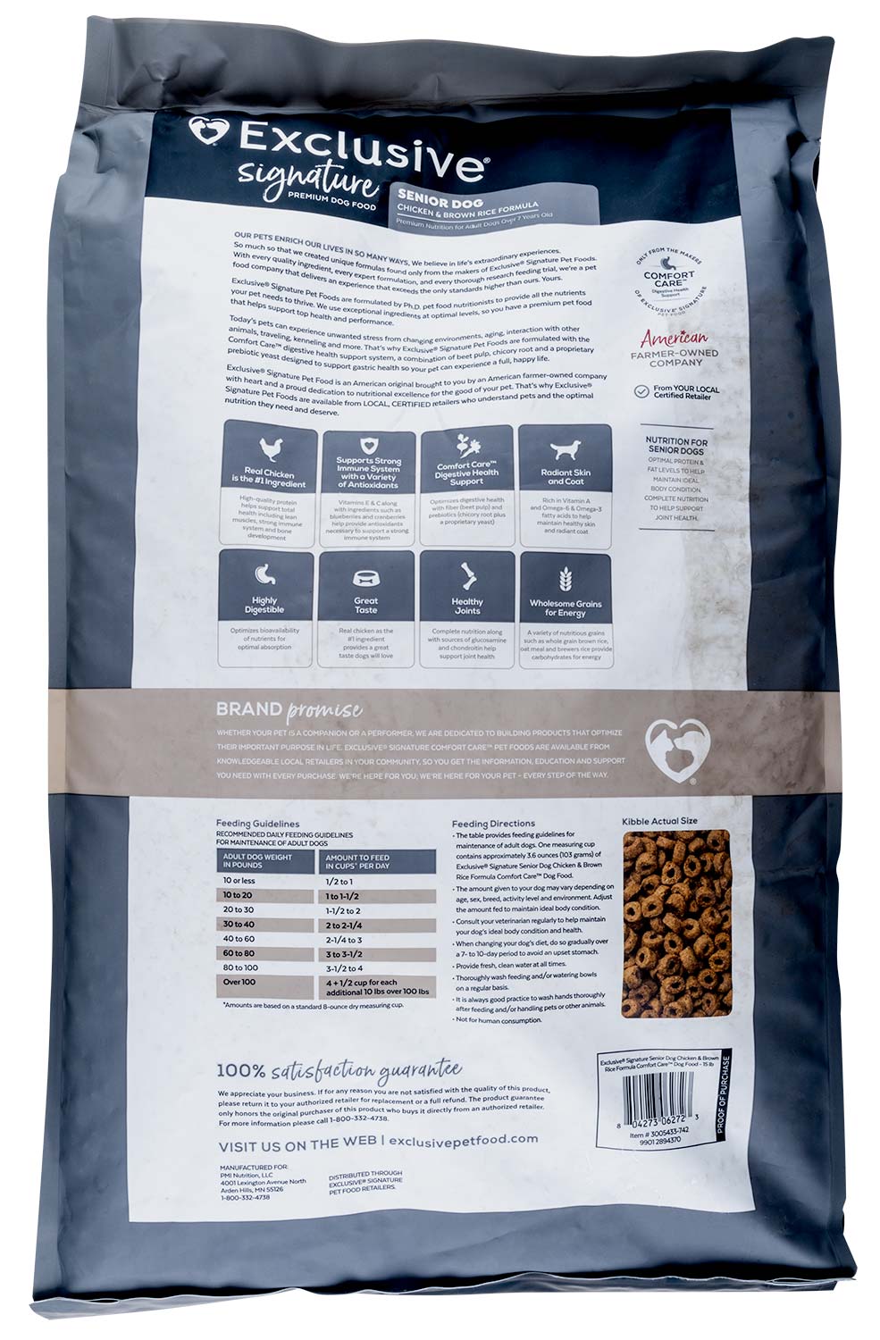 Exclusive Signature Senior Chicken & Brown Rice - back of bag