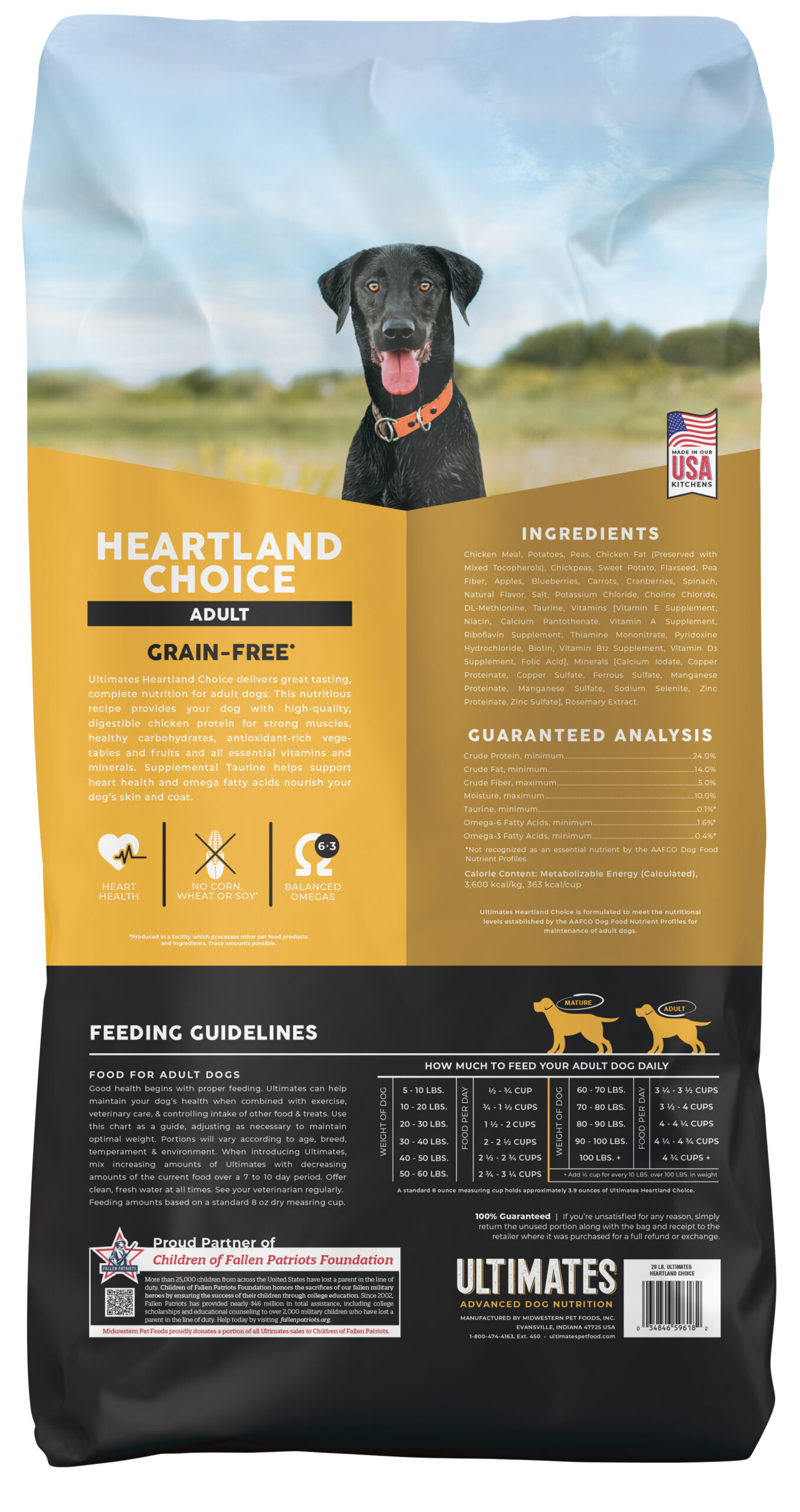 Ultimates 248240 28 lbs No Grain Heartland Choice Chicken & Potato Dry Dog Food – Pack of 70