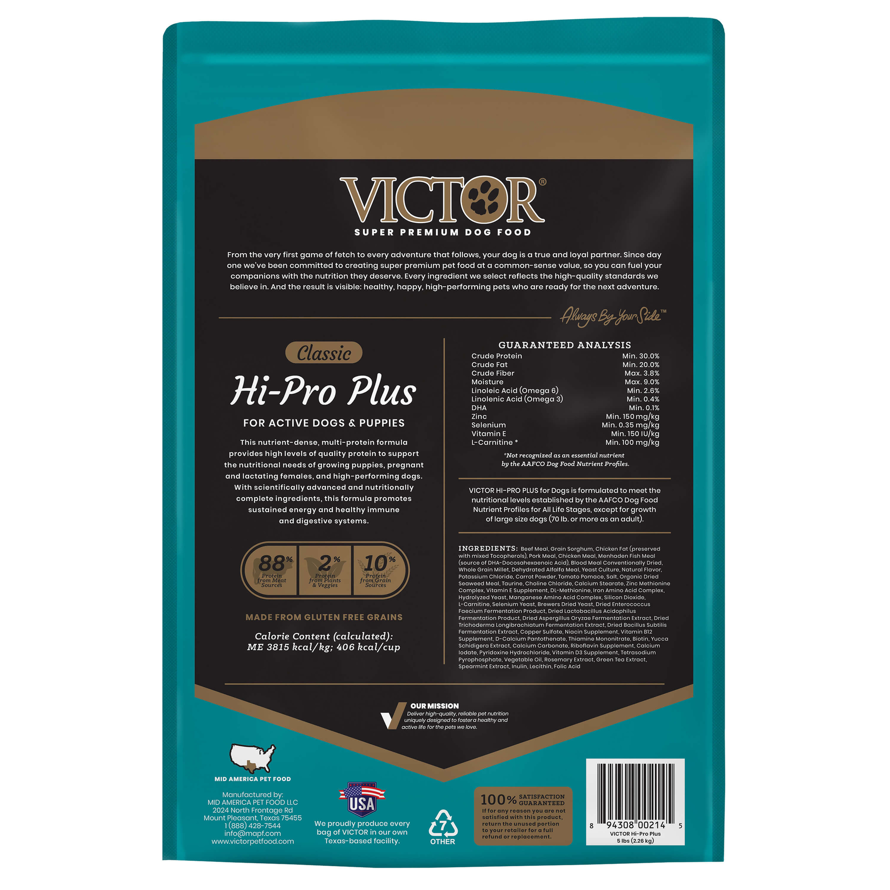 Victor Hi-Pro Plus - back of bag