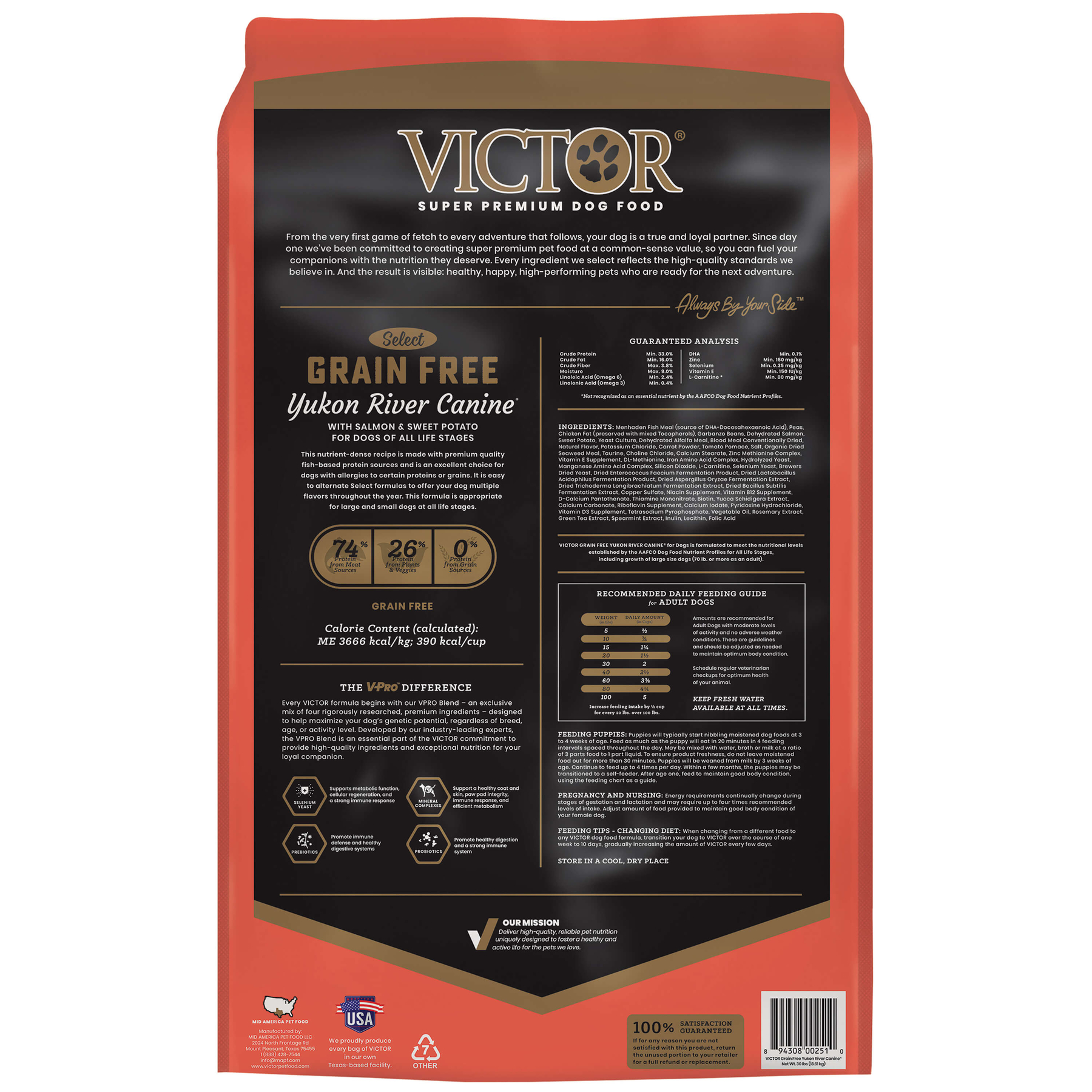 Victor Grain Free Yukon River - back of bag