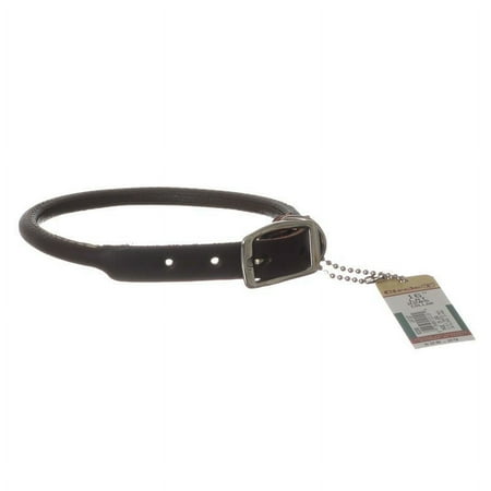 Brown Leather Rolled Collar 16"