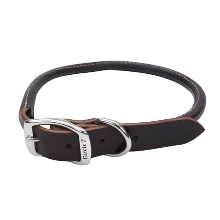Brown Leather Rolled Collar 24"