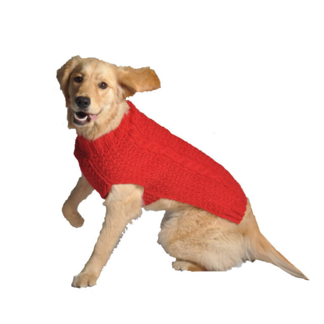 Chilly Dog Red Cable Sweater LG