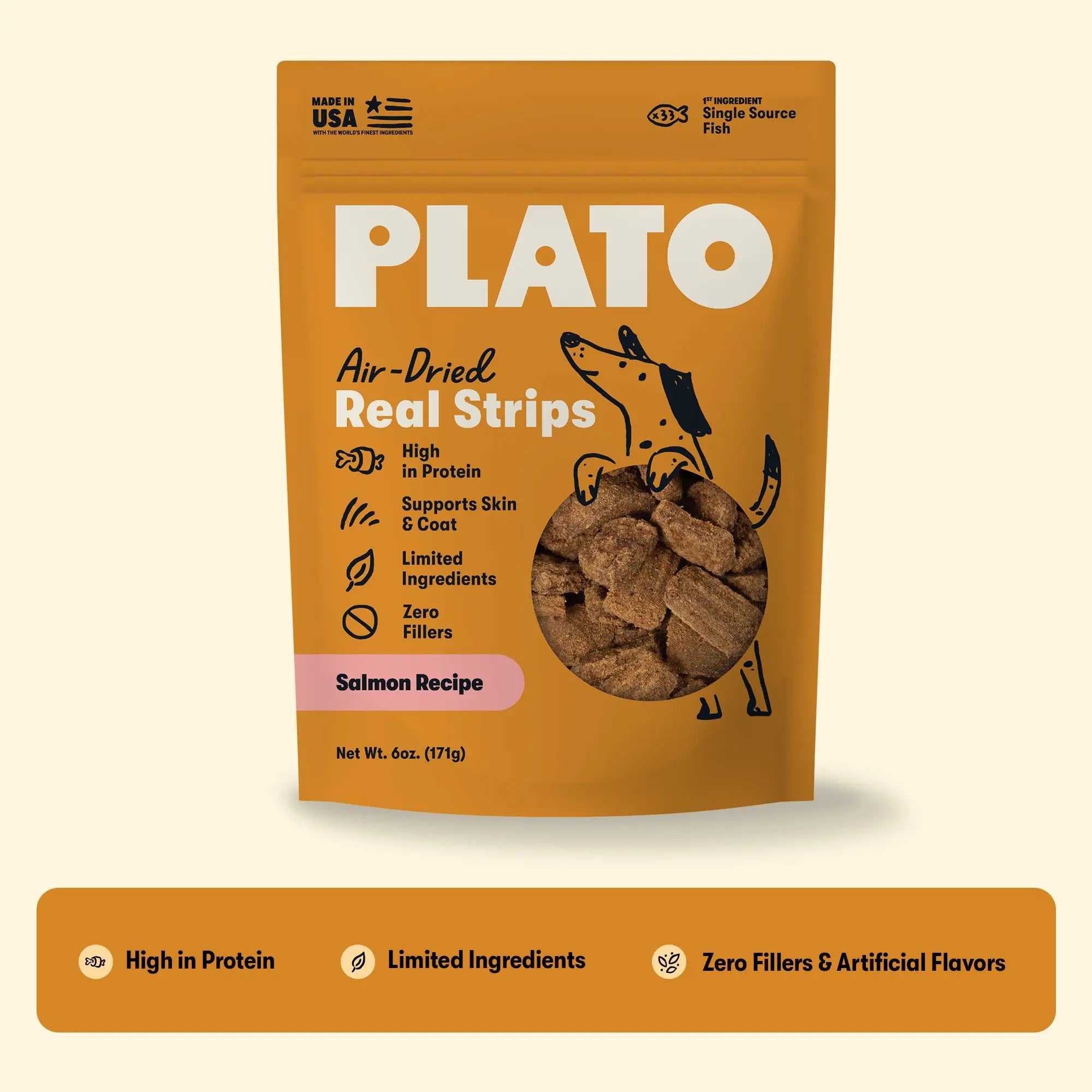 Plato Orig Salmon Strips 3oz