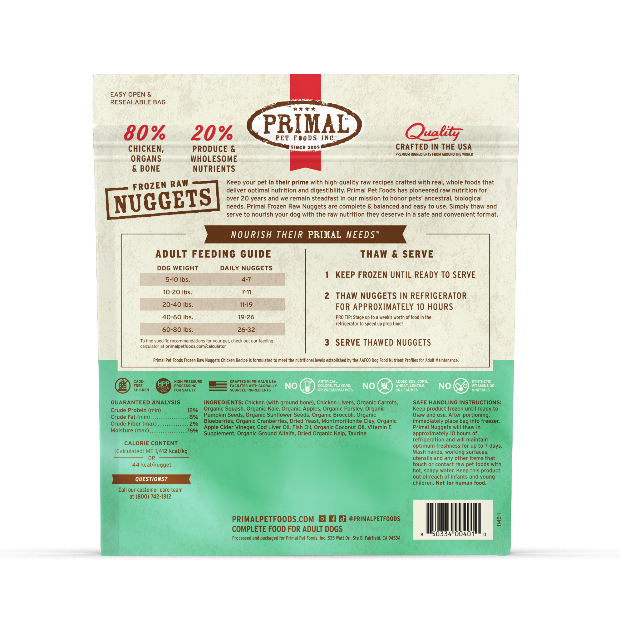Primal Frozen Raw Nuggets Chicken Recipe 3lb - Image 2