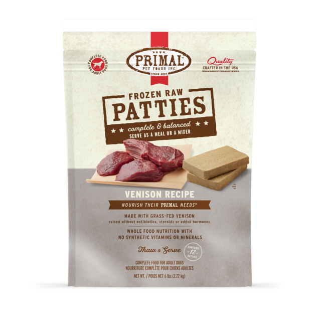 Primal Frozen Raw Patties Venison Recipe 6lbs