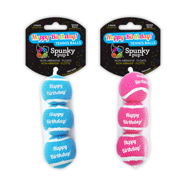 SpunkyPup B-Day Tennis Ball 3pks
