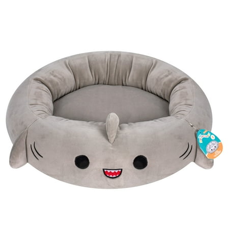 Squishmallows Gordon The Shark Cat and Dog Bolster Bed - Steel Gray