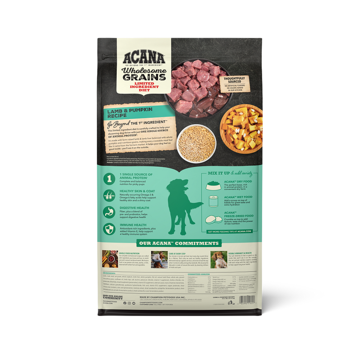 Acana LID Wholesome Grains Lamb & Pumpkin Recipe 22.5lbs - Image 2