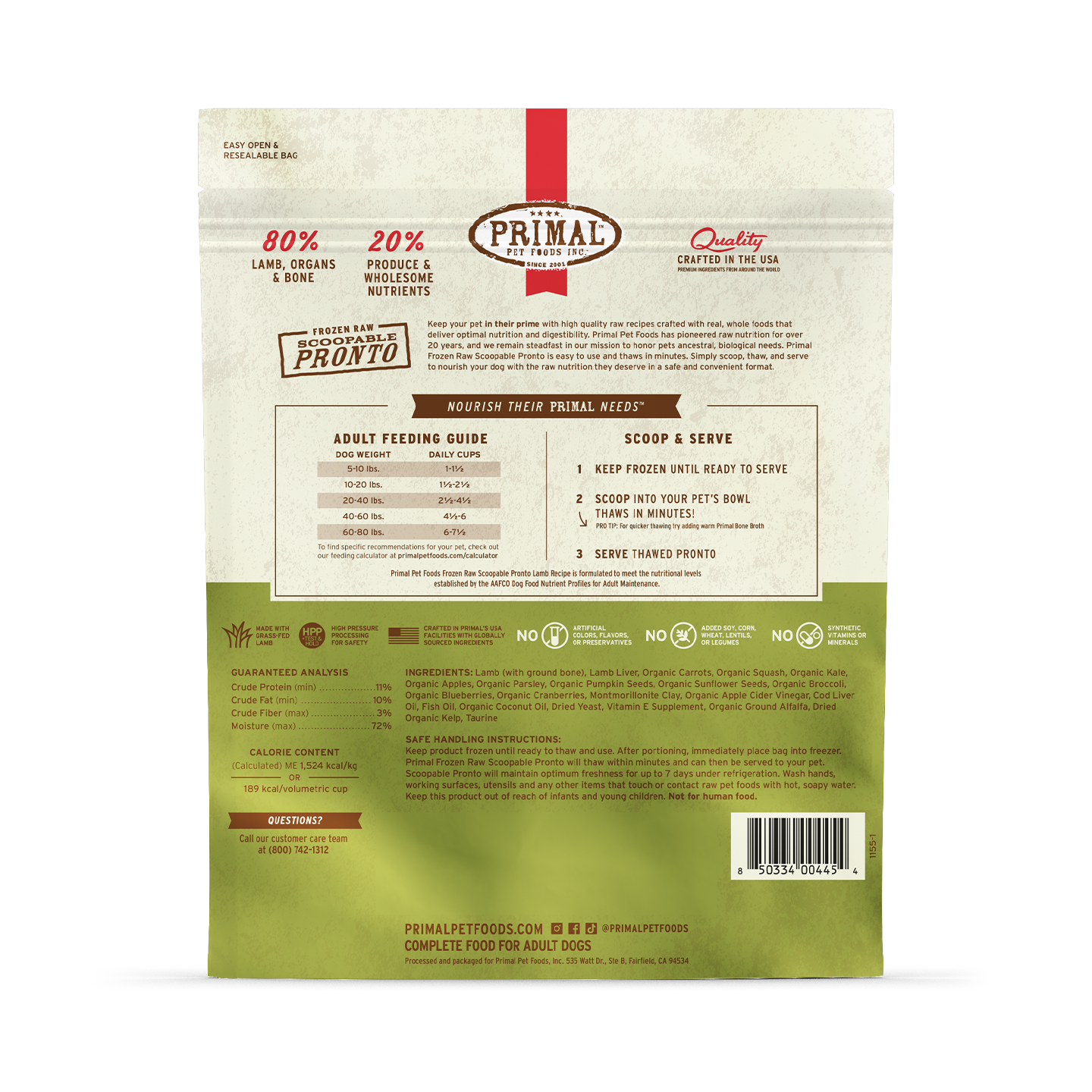 Primal Frozen Raw Scoopable Pronto Lamb Recipe 4lbs - Image 2