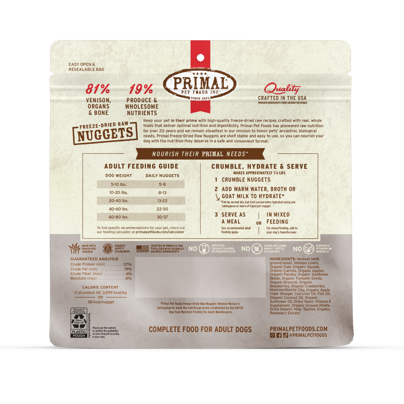 Primal Frozen Raw Nuggets Venison Recipe 3lb - Image 2