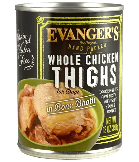 Evanger’s Hand Packed Whole Chicken Thighs 12oz