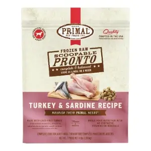 Primal Frozen Raw Scoopable Pronto Turkey & Sardine Recipe 4lb