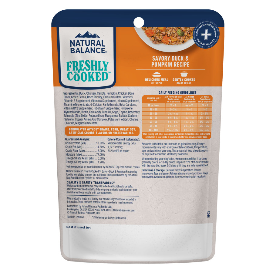 Natural Balance Freshly Cooked Duck & Pumpkin Recipe 12ct/9oz - Image 2